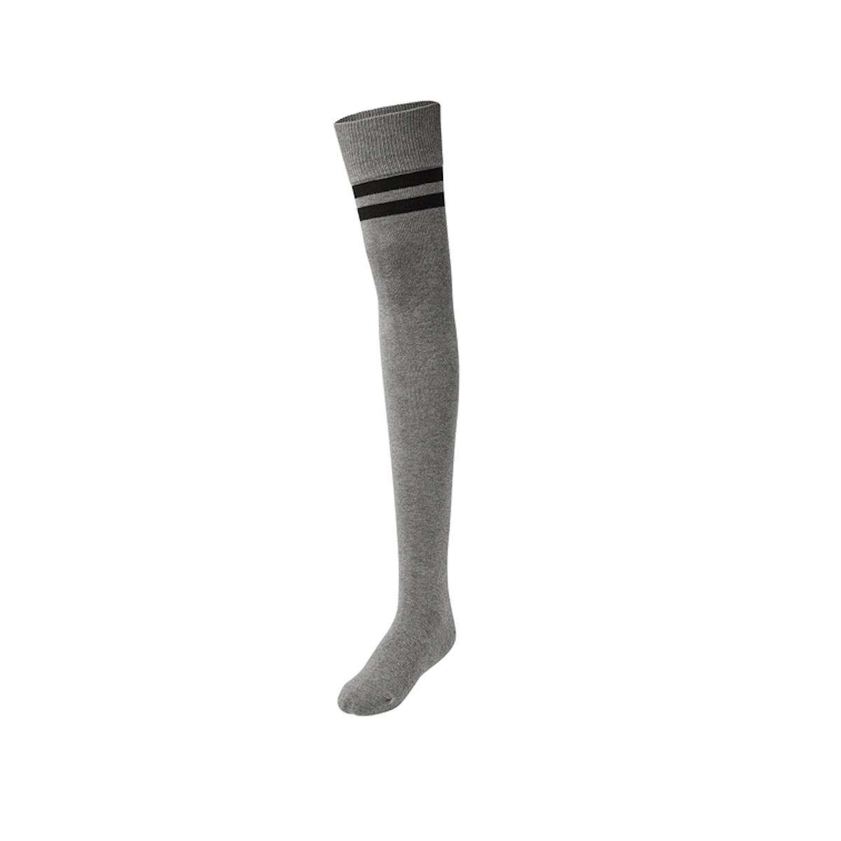 Double Line Knee Socks_Gray Melange