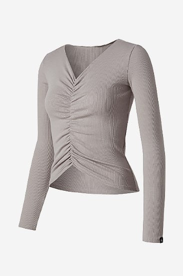Knitted Shirring Long Sleeve_Dove Gray