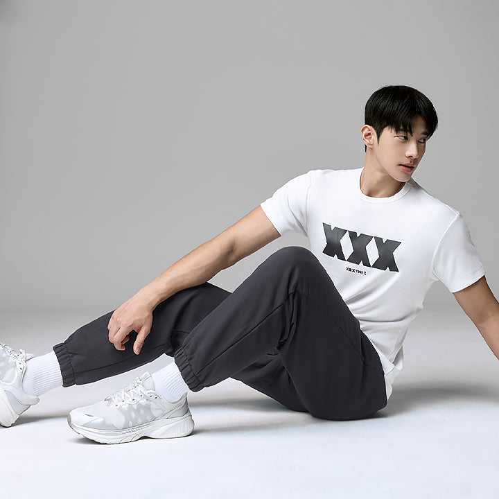Small Letter Sweat Jogger Pants_Dark Gray