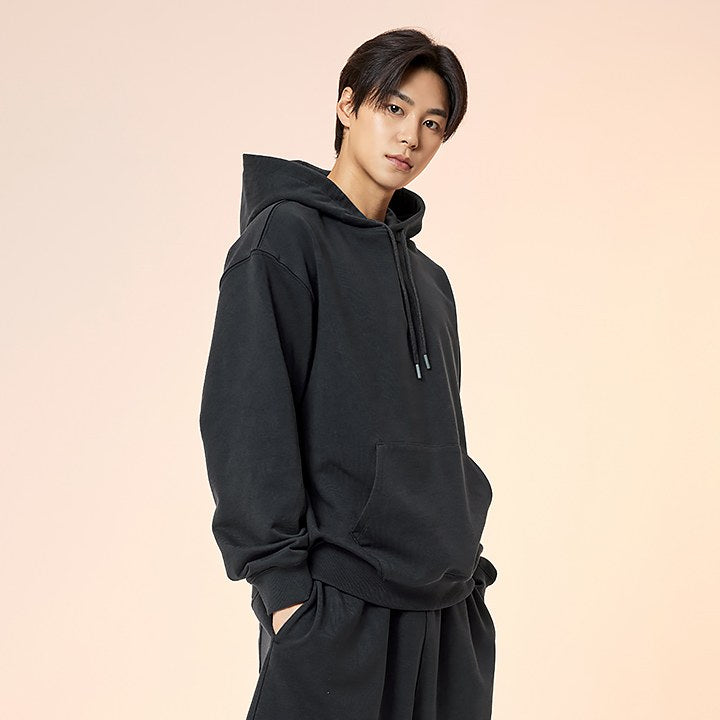 Small Letter Sweat Hoodie_Dark Gray
