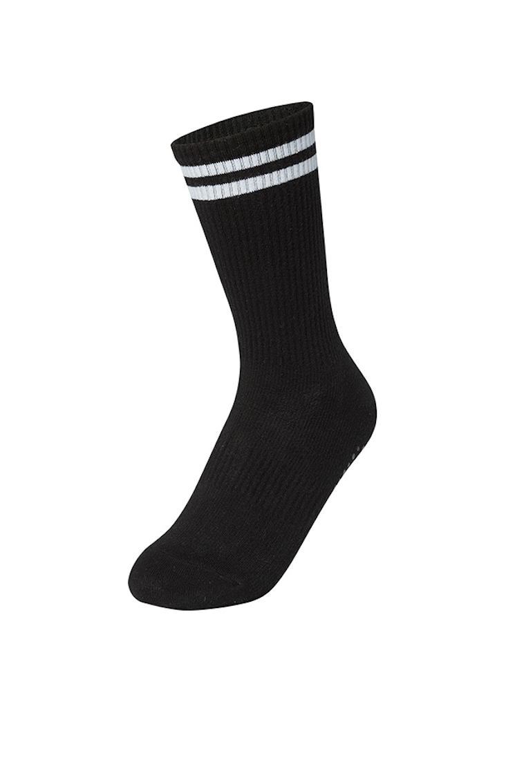 Non-Slip Line Crew Socks_Black