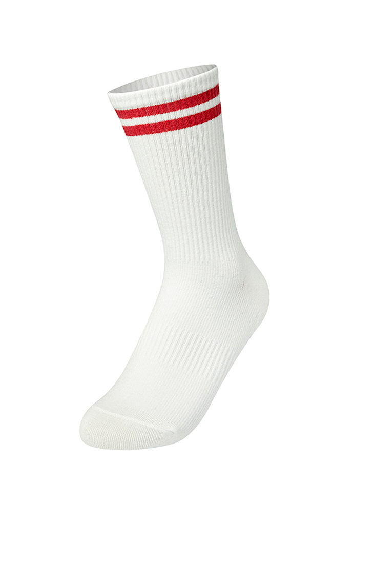 Non-Slip Line Crew Socks_Line Red