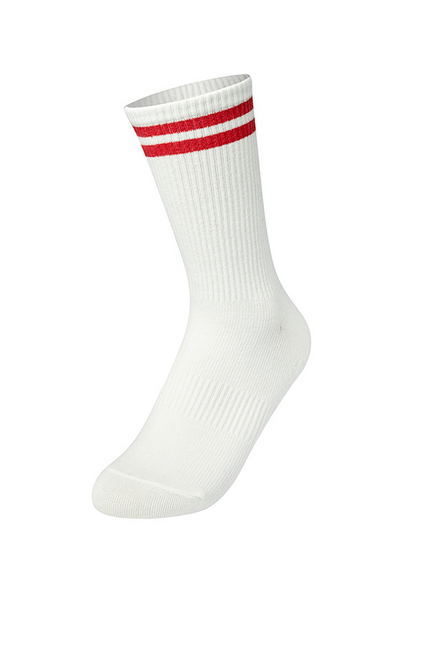 Non-Slip Line Crew Socks_Line Red