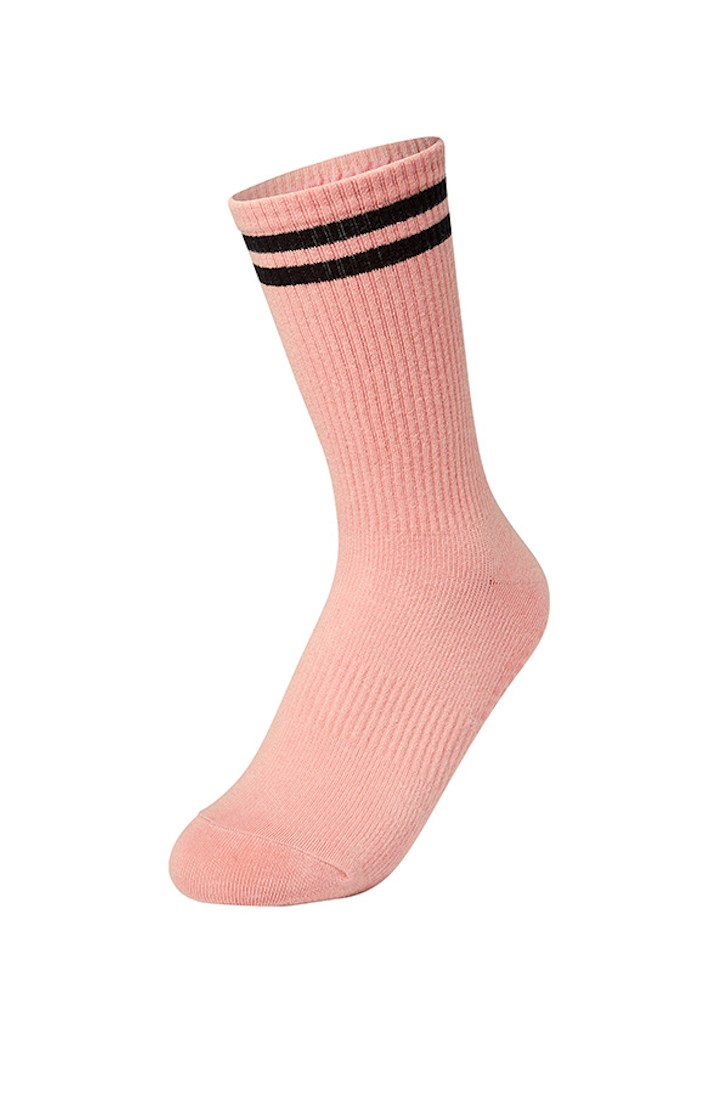 Non-Slip Line Crew Socks_Peach Coral
