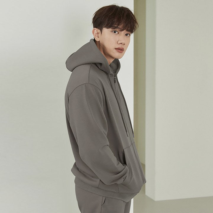 Heat-flex Zip-Up Hoodie_Mud Gray