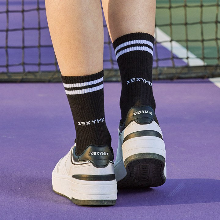 Non-Slip Line Crew Socks_Black