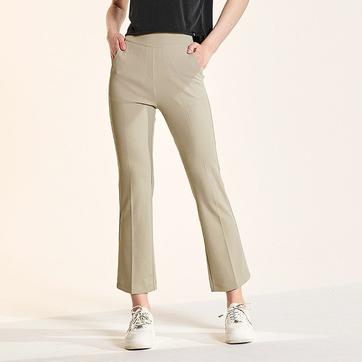 Stretch Banding Boots Cut Slacks_Moon Beam Beige