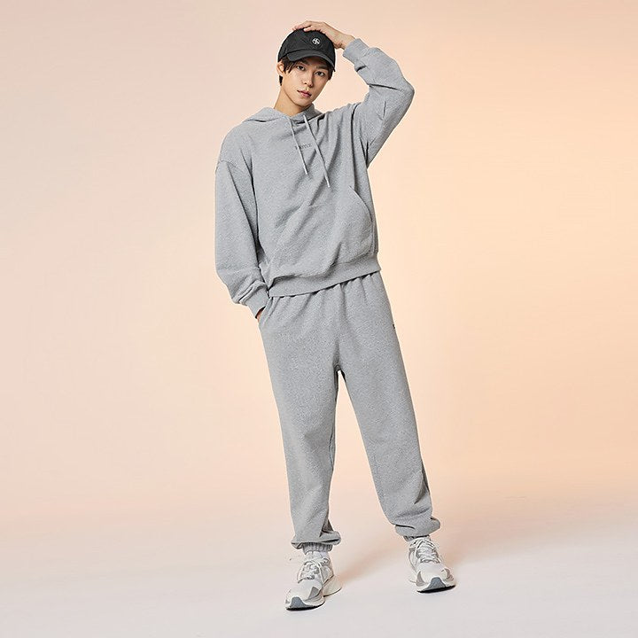 Small Letter Sweat Jogger Pants_Melange Gray