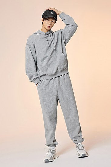 Small Letter Sweat Jogger Pants_Melange Gray