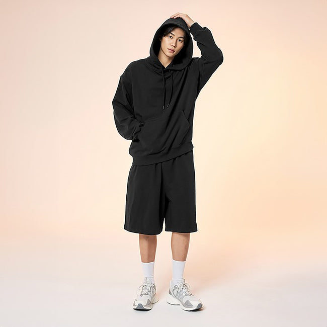 Small Letter Sweat Bermuda Shorts_Black
