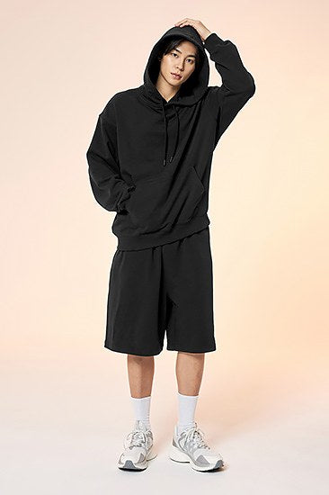 Small Letter Sweat Bermuda Shorts_Black