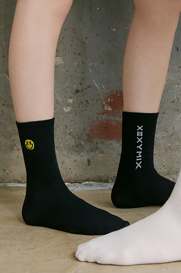 Smile Crop Socks_Black