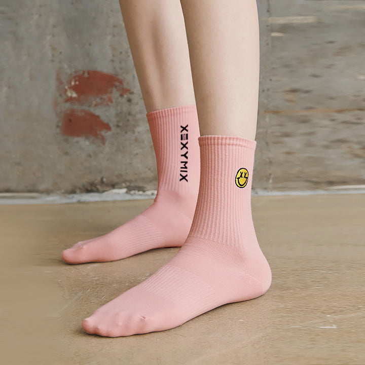 Smile Crop Socks_Flamingo Pink
