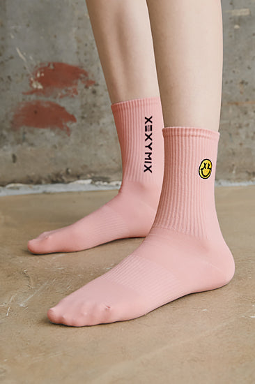 Smile Crop Socks_Flamingo Pink