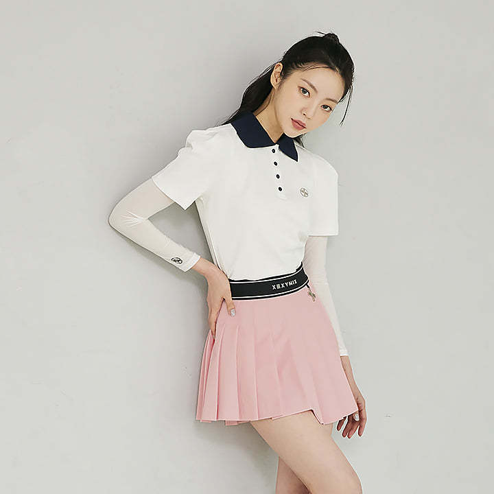 Unbalanced Pleats Culotte Skirt_Pink Icing
