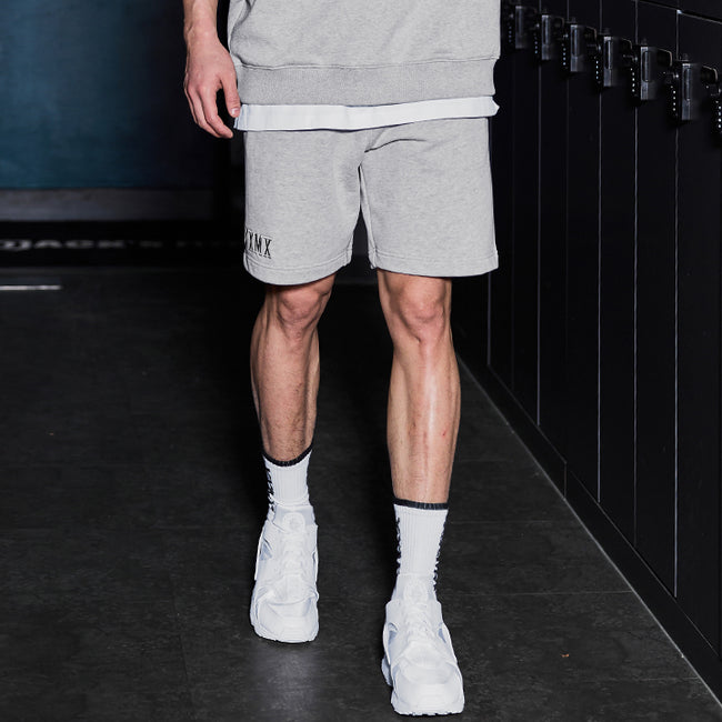 French Terry Embroided Logo Sweatshorts_Light Melange