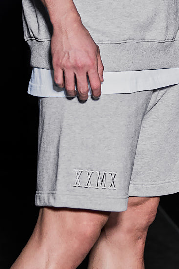 French Terry Embroided Logo Sweatshorts_Light Melange