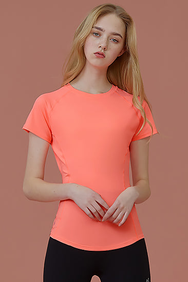 Ice Feather T-Shirt_Neon Coral