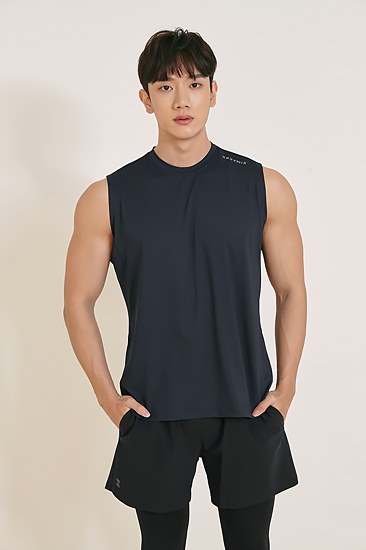 Cool Mesh Basic Sleeveless_Curve Navy