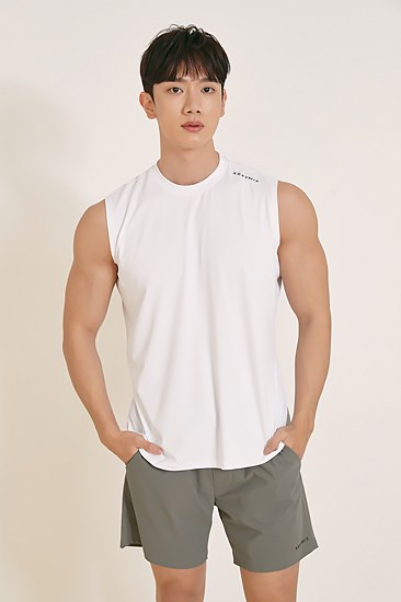 Cool Mesh Basic Sleeveless_Curve White