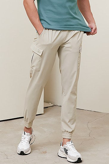 Comfortable Cargo Jogger Pants_Windy Beige