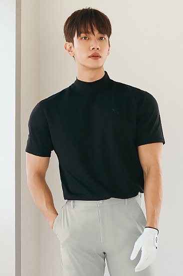 Mock Neck Technical Short Sleeve_Black