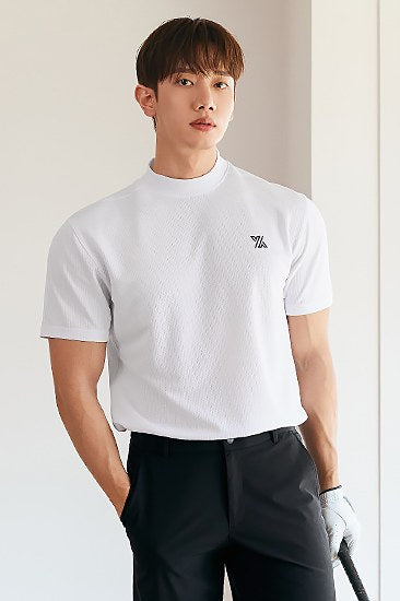 Mock Neck Technical Short Sleeve_Pro White