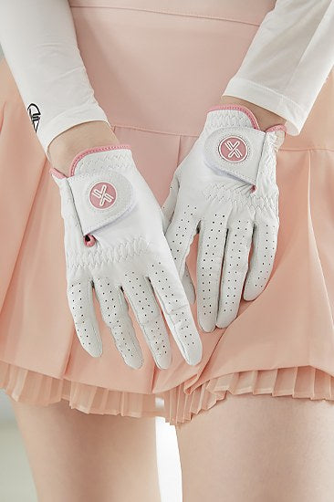 Women's Sheepskin Right Golf Glove_White Pink