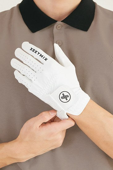 Men's Faux Leather Left Golf Glove_White