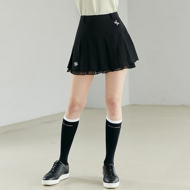 Chiffon Mix Culotte Skirt_Black